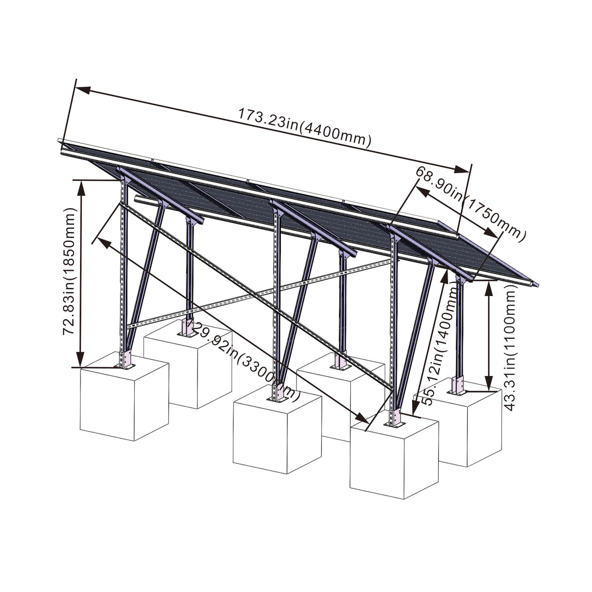 Elios Terra G4 | Système de Montage au Sol pour 4 Panneaux Solaires