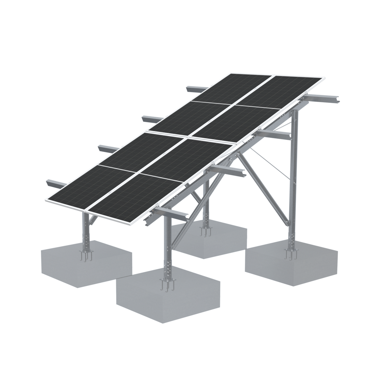 Solar panel system on a white background with 4 panels