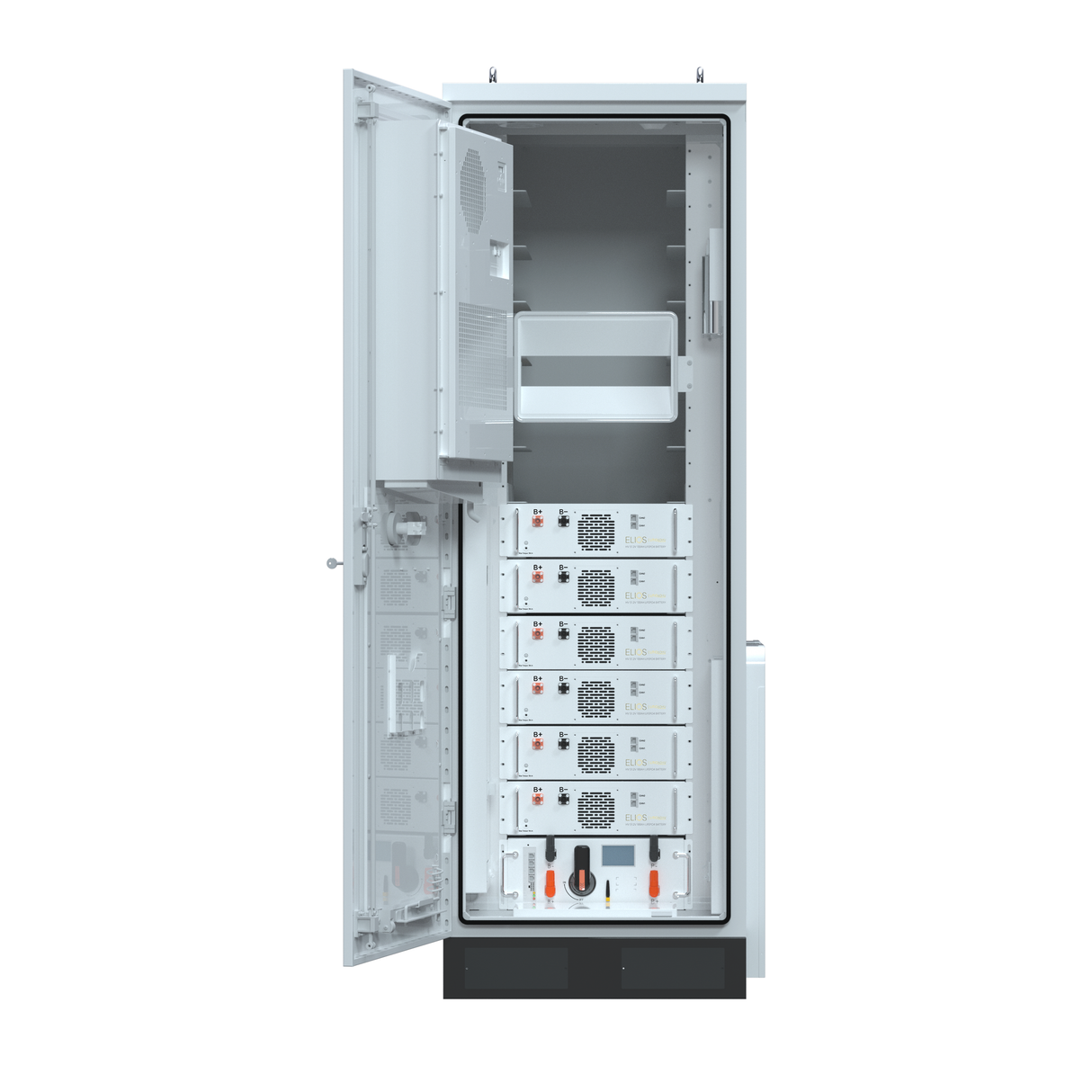 Armoire de stockage d'énergie au lithium haute tension Elios Litio EE-HV 30,7–61,4 kWh pour usage commercial | Intérieur et extérieur | Homologuée UL