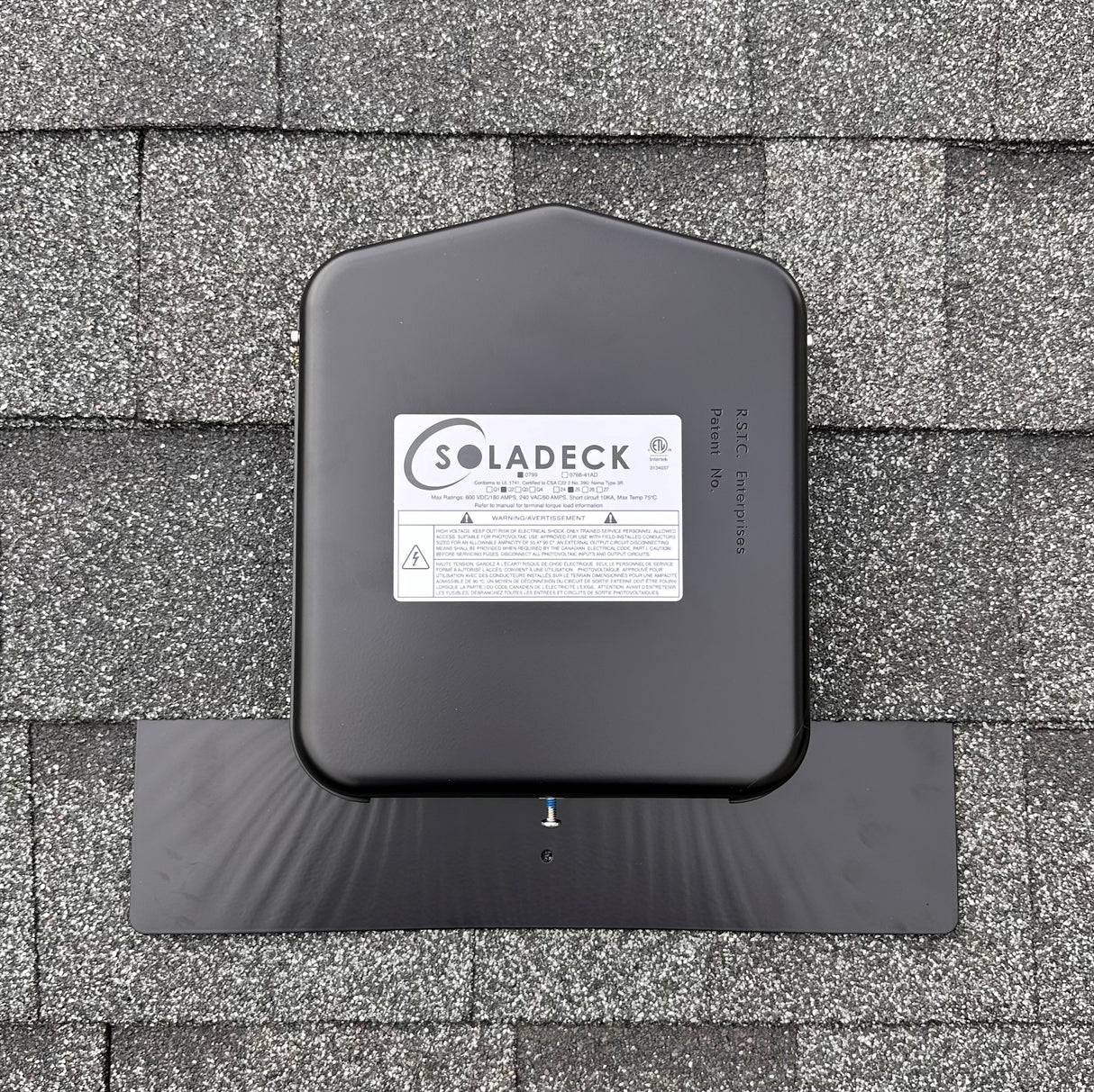Roof-Mounted Solar PV Junction Box on a roof