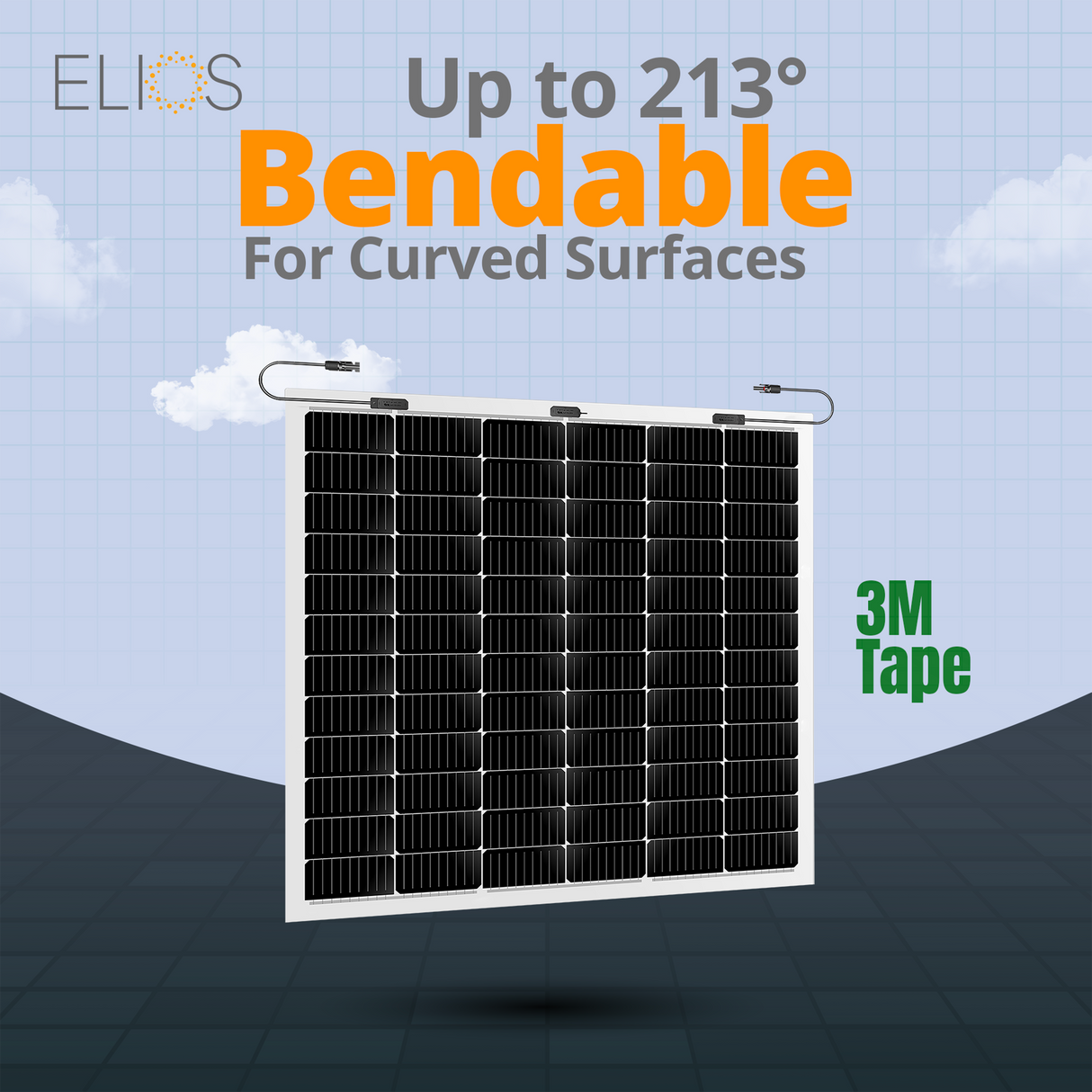 Pack of 2 Elios Voltaic210F-T | 210W Semi Flexible Solar Panel with 3M tape