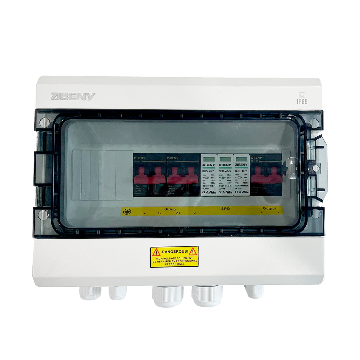 Boîtier de raccordement BENY 1000 V CC | 2 entrées, 1 sortie | 2 pôles