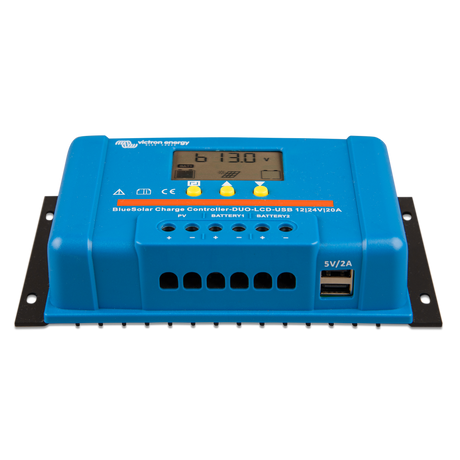Victron Energy BlueSolar PWM DUO 12/24 V - 20 A avec écran LCD et port USB | SCC010020060