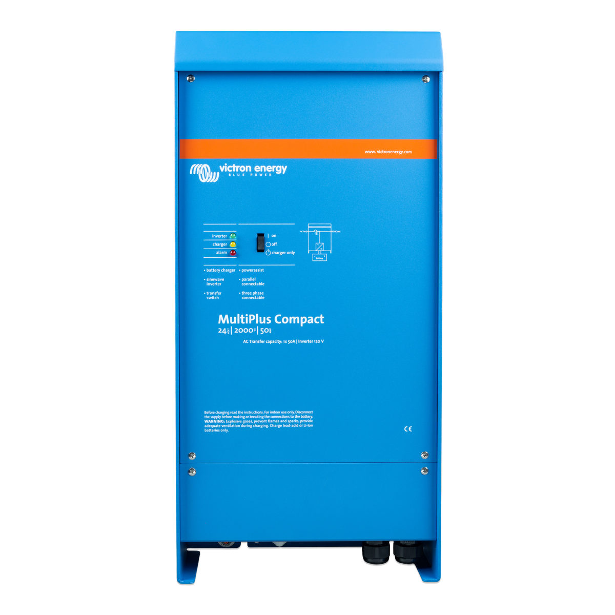 Front view of Victron MultiPlus Compact 24/2000/50-50 120V inverter charger