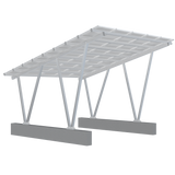 Aluminum solar carport structure on a white background