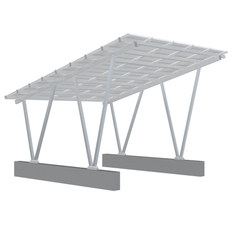 Aluminum solar carport structure on a white background