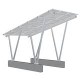Aluminum solar carport structure on a white background