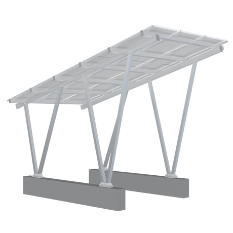 Aluminum solar carport structure on a white background