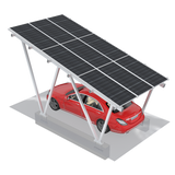Solar carport with a red car underneath on a white background