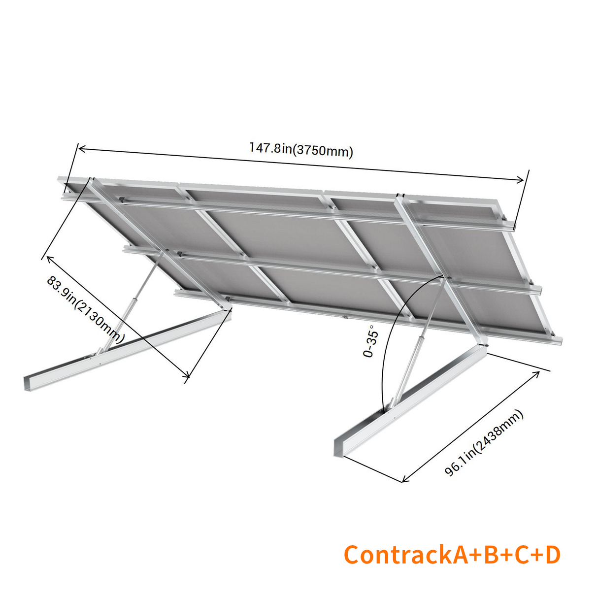Elios Contrack A+B+C | Container Racking for 3 solar Panels