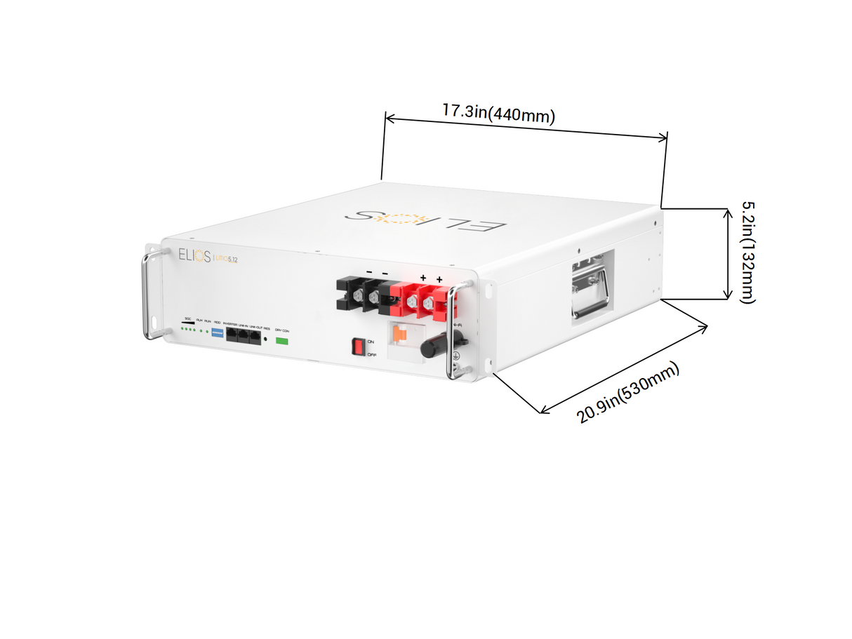 Elios Litio5.12 | Batterie au lithium 5,12 kWh/51,2 VCC | Montage en rack, homologuée UL