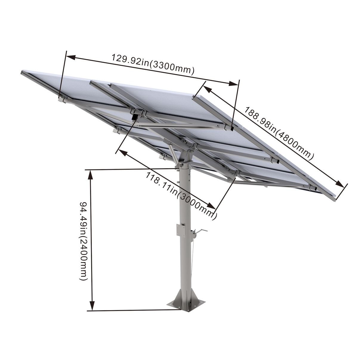 Elios Arbora P8-C I Pole Mount System for 8 Solar Panels | Includes Manual Crank & Accessories