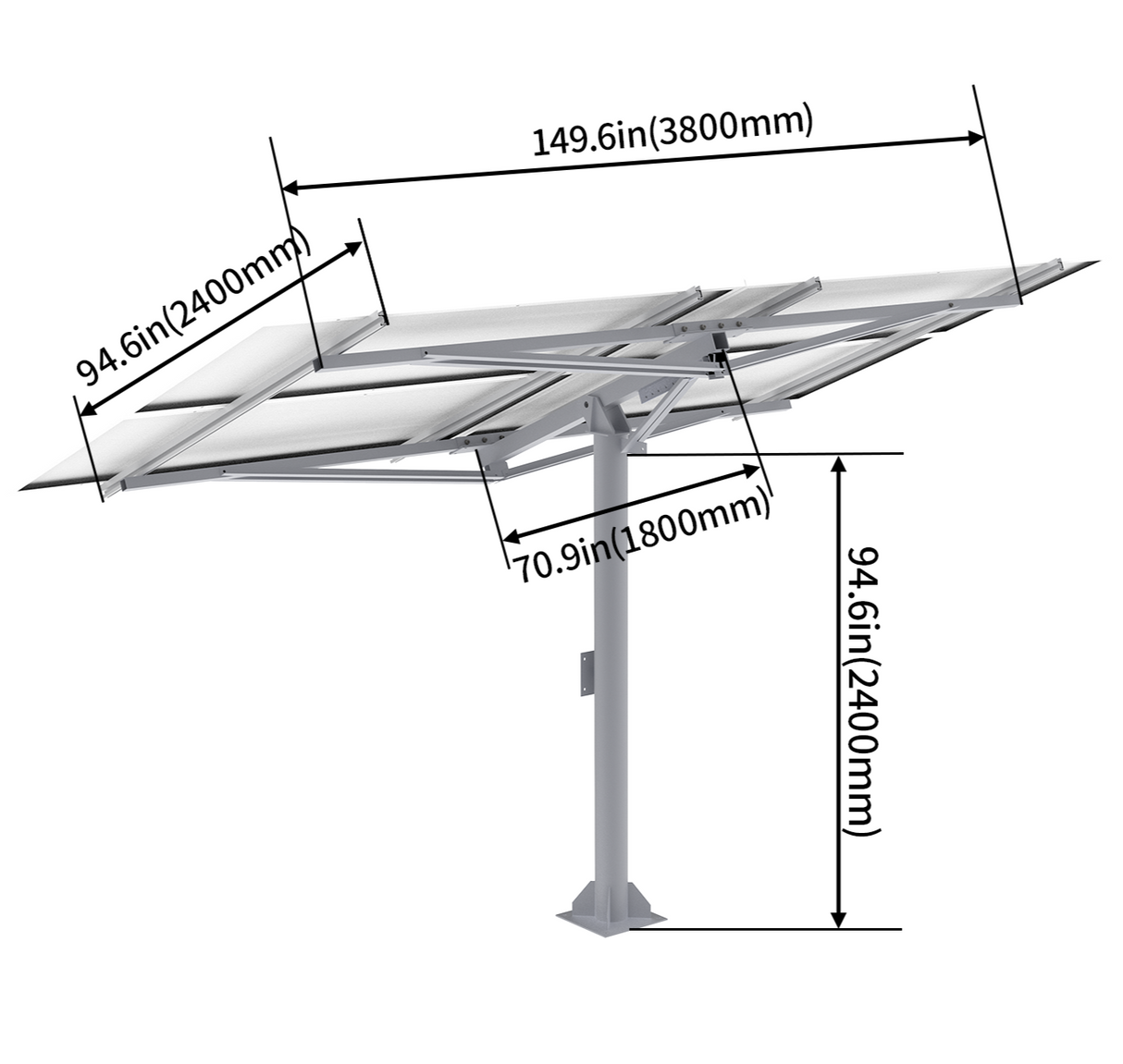 Elios Arbora P4-C | Pole Mount System for 4 Solar Panels | Post Mounting System