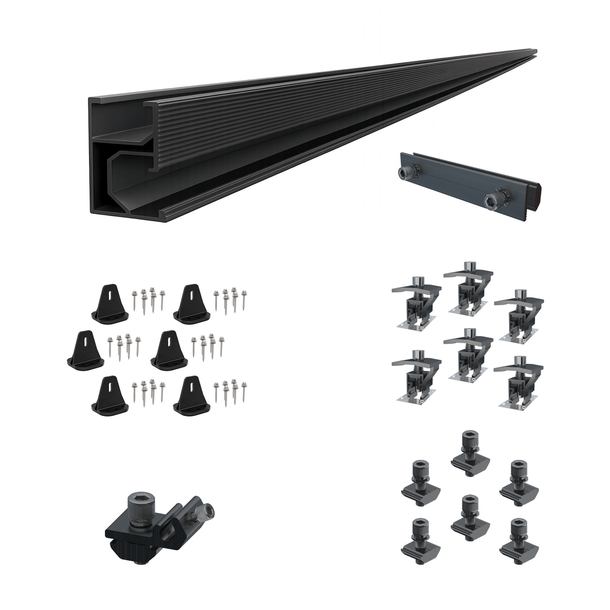 Elios Black 2-Panel Solar Rail Mounting Kit for Portrait Installation
