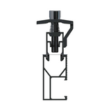 Elios Black Universal End and Middle Clamp installed on a black rail on white background
