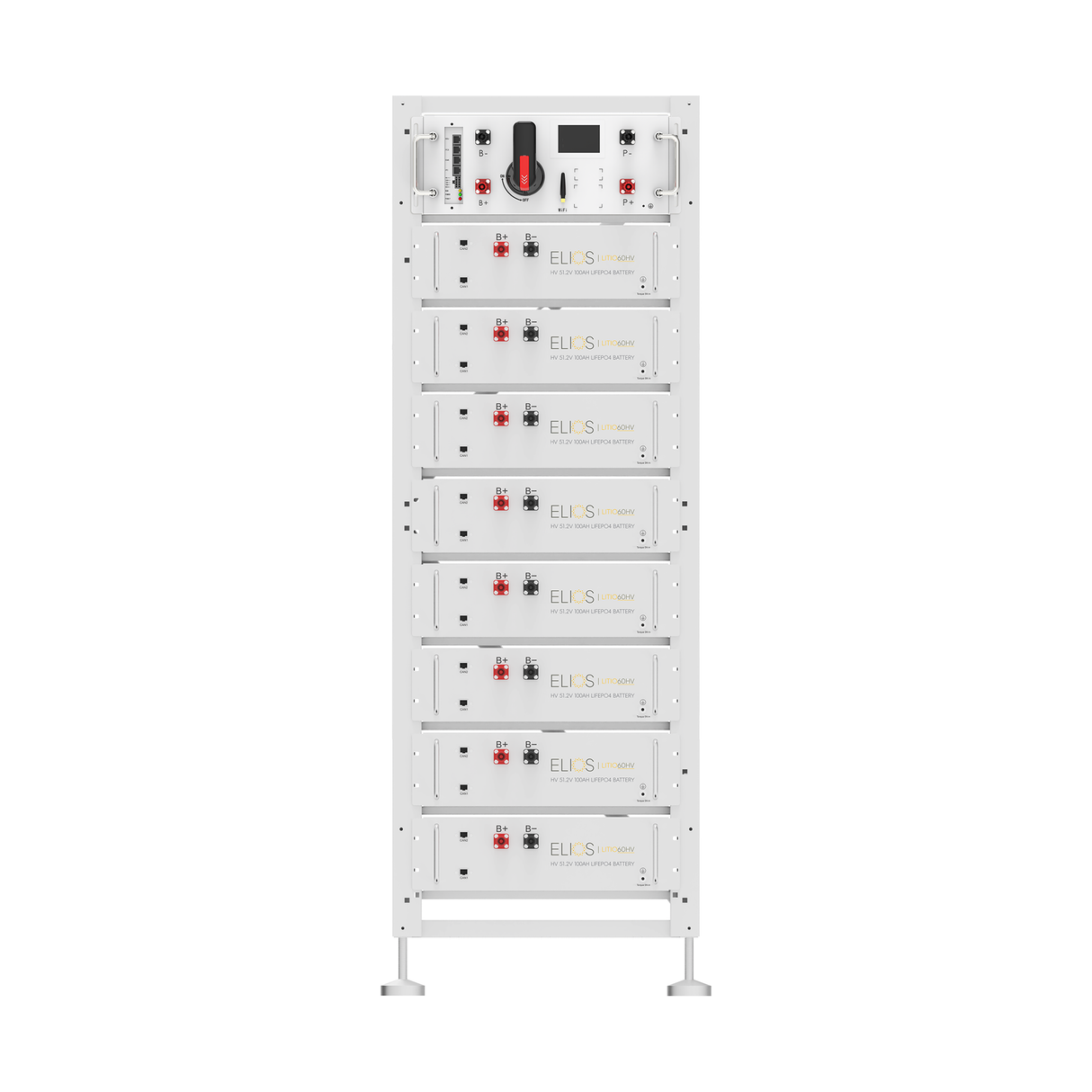 Système de stockage d'énergie à batterie au lithium haute tension Elios Litio EO-HV 30,7–61,4 kWh pour usage commercial en intérieur | Certifié UL