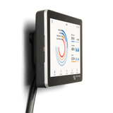 Vue latérale du Victron Energy GX Touch 70 montrant l'écran tactile, le boîtier fin et le câble raccordé