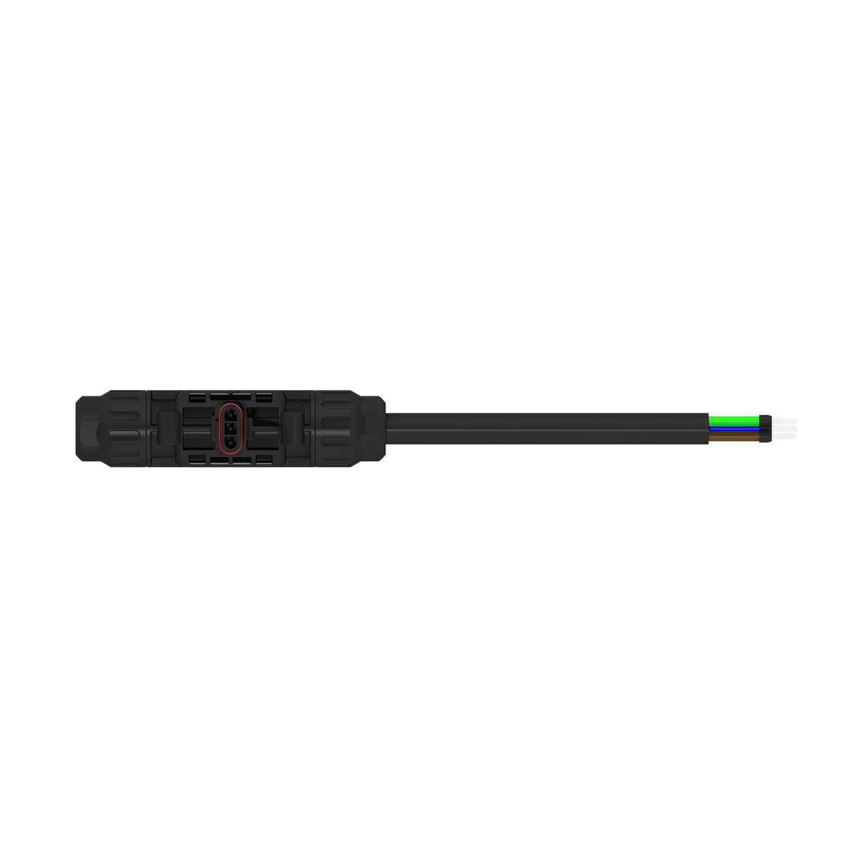 HYXI Black fiber optic cable connector on a white background