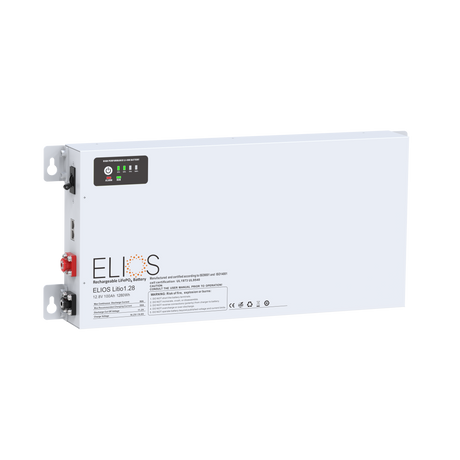 Elios Litio1.28H-BT | 12.8V 100Ah/ 1280Wh Heated Bluetooth LiFePO4 Battery | Super Slim 2.75’