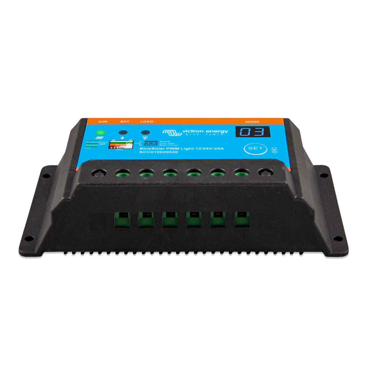 Régulateur de charge Victron BlueSolar PWM-Light 12/24 V 20 A, vue de face