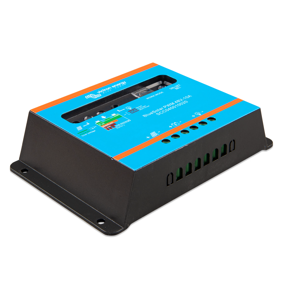 Vue de profil du régulateur de charge Victron BlueSolar PWM-Light 48 V 10 A