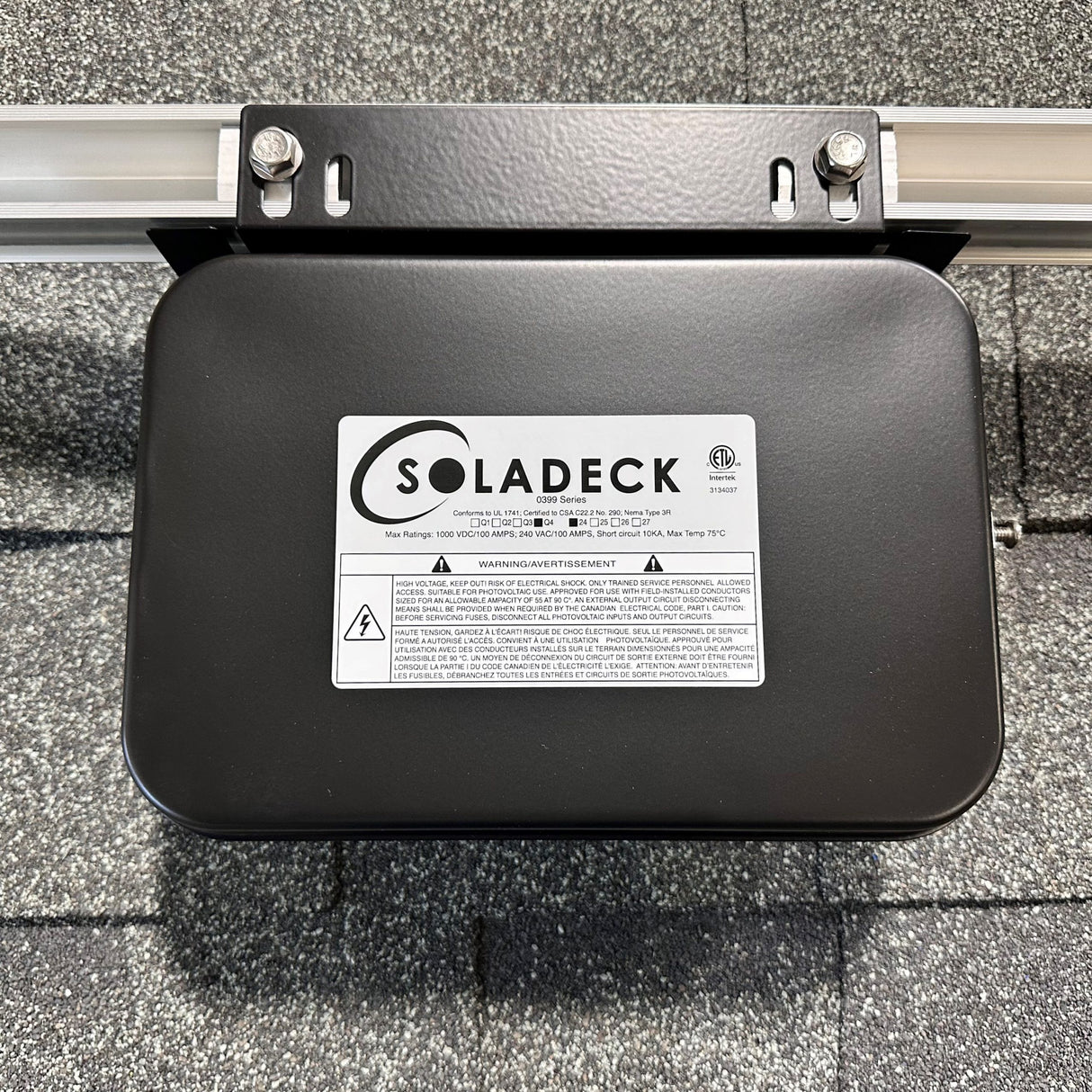 Soladeck product on a roof with visible branding