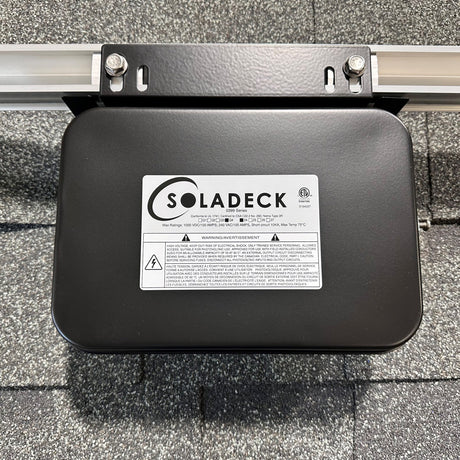 Soladeck product on a roof with visible branding