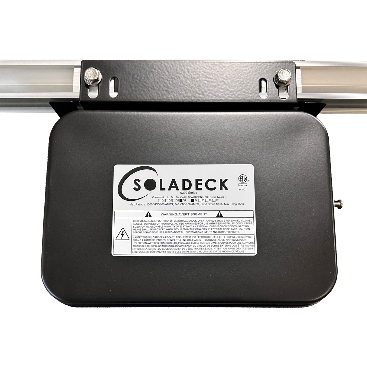 SolaDeck 0399 | Universal Black Rail-Mount Junction Box