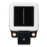 Solar panel with white frame and black solar panel on a white background