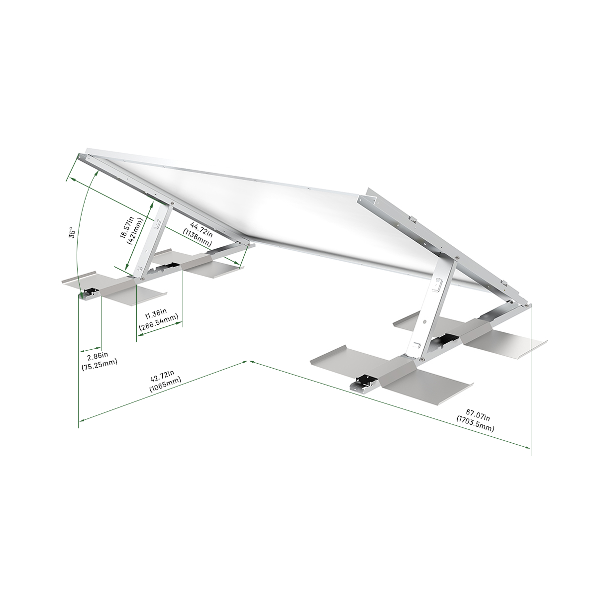 Elios Tectum T1 Ballasted Roof Racking For 1 Panel