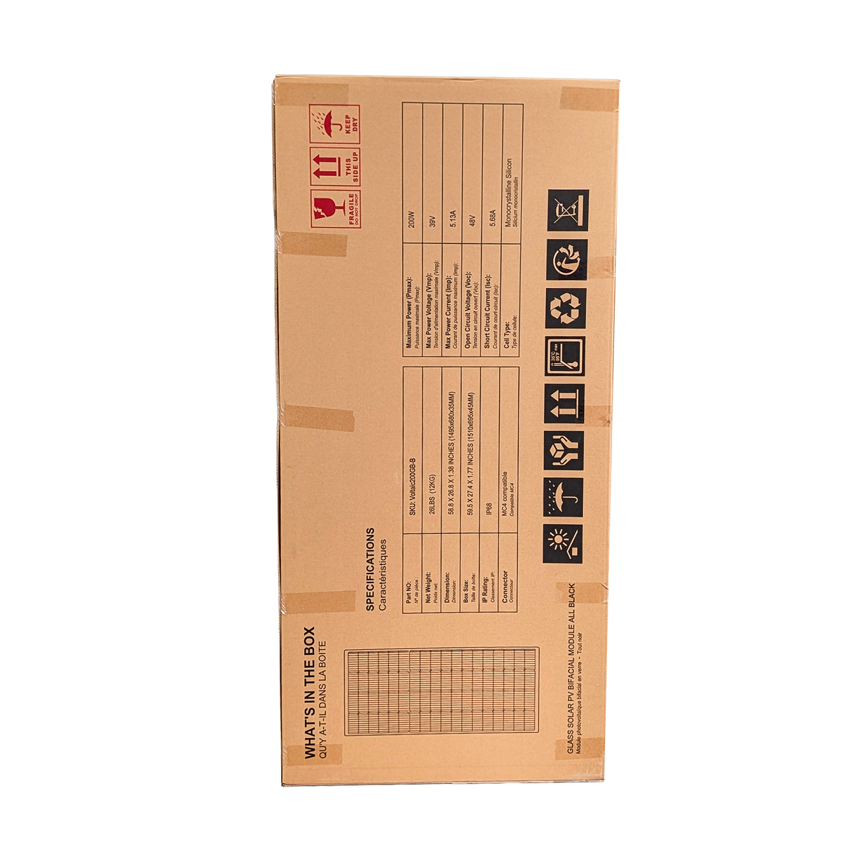 Elios Voltaic 200 GB | Panneau solaire bifacial en verre de 200 W