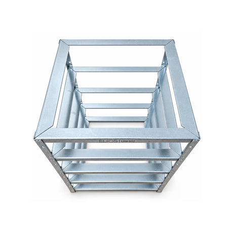Top angled view of the empty Elios four-battery rack