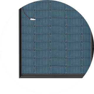 Rear cell detail of Elios 400W bifacial solar panel showing back side gain surface