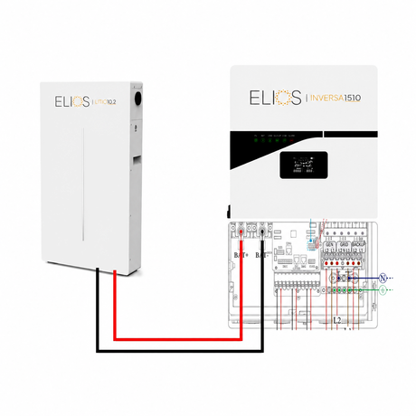 Elios Kit A with Inversa 1510 10kW hybrid inverter and Litio10.2 lithium battery connection diagram