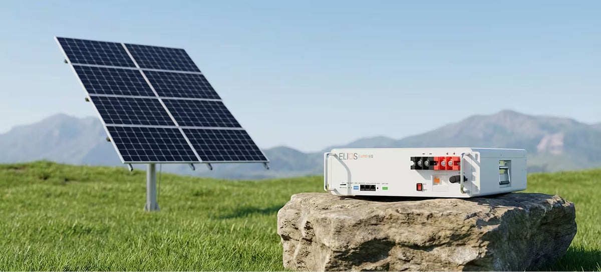Elios Litio S12 lithium battery storage system with solar panel for off-grid energy in Canada