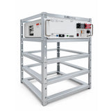 Side angle of the Elios rack with one Litio 5.12 battery installed on the top shelf