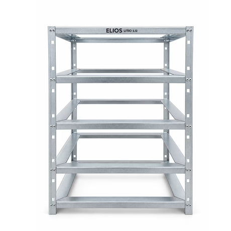Front view of the empty Elios rack designed to hold four Litio 5.12 battery modules