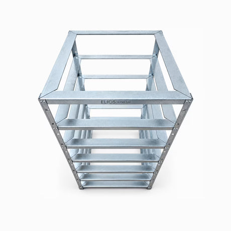 Top view of the galvanized steel Elios battery rack