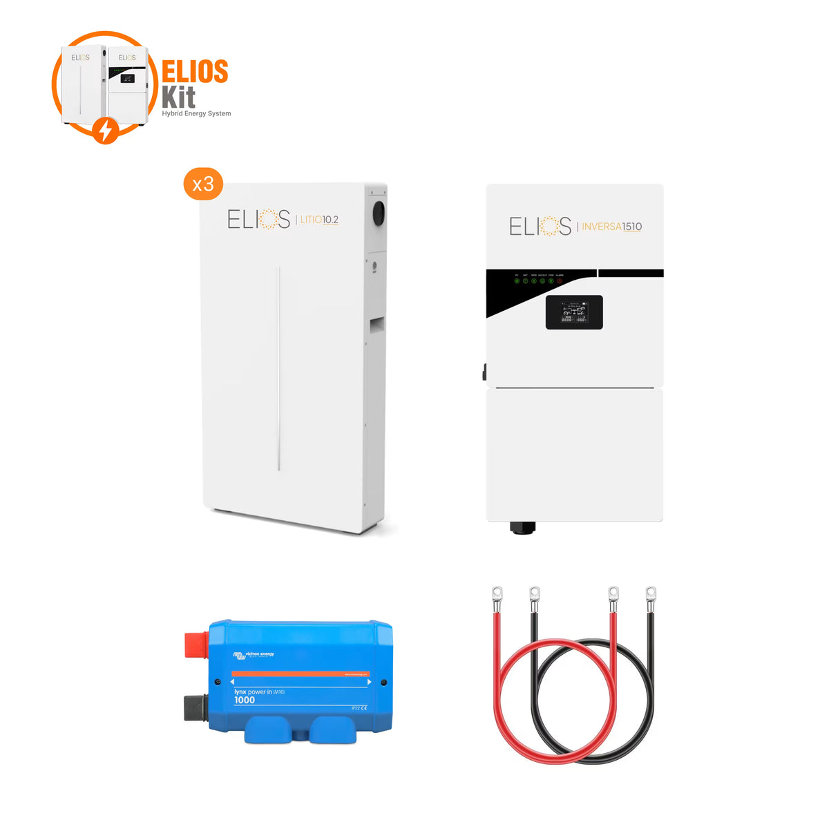 Elios Kit C with 10kW Inversa 1510 hybrid inverter and three Litio10.2 batteries