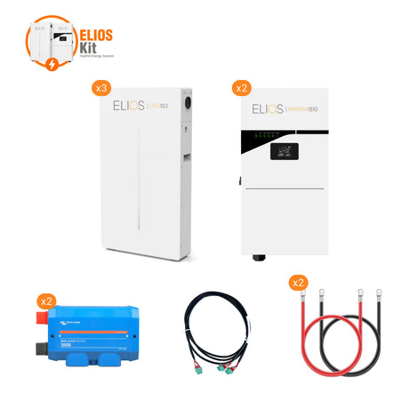 Elios Kit E with two Inversa 1510 hybrid inverters and three Litio10.2 batteries