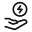 Icon of a hand holding a lightning bolt, symbolizing energy or power transfer. Volts.ca