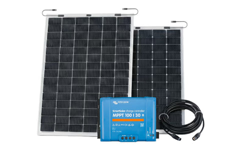 Solar kit with MPPT charge controller, solar panels and cables