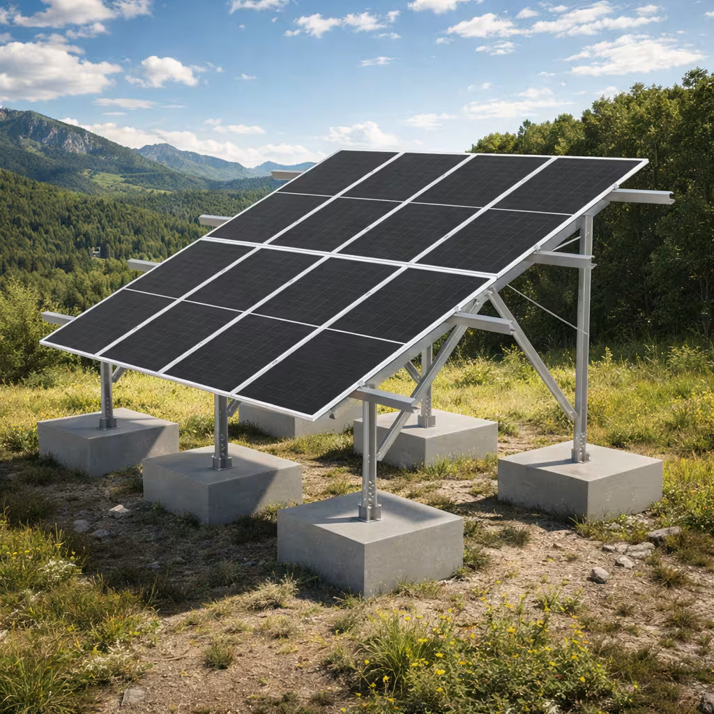 Système de panneaux solaires au sol Terra GM8-10 installé en pleine nature