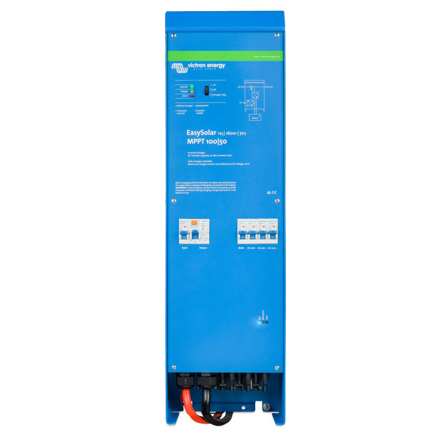 Front view of the Victron Energy EasySolar 12/1600/70-16 230V MPPT 100/50