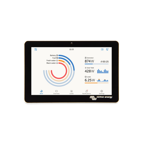 Front view of Victron Energy GX Touch 50 5-inch touchscreen monitoring display