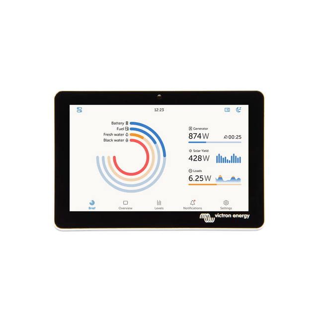 Vue de face de l'écran de surveillance à écran tactile Victron Energy GX Touch 50 de 5 pouces