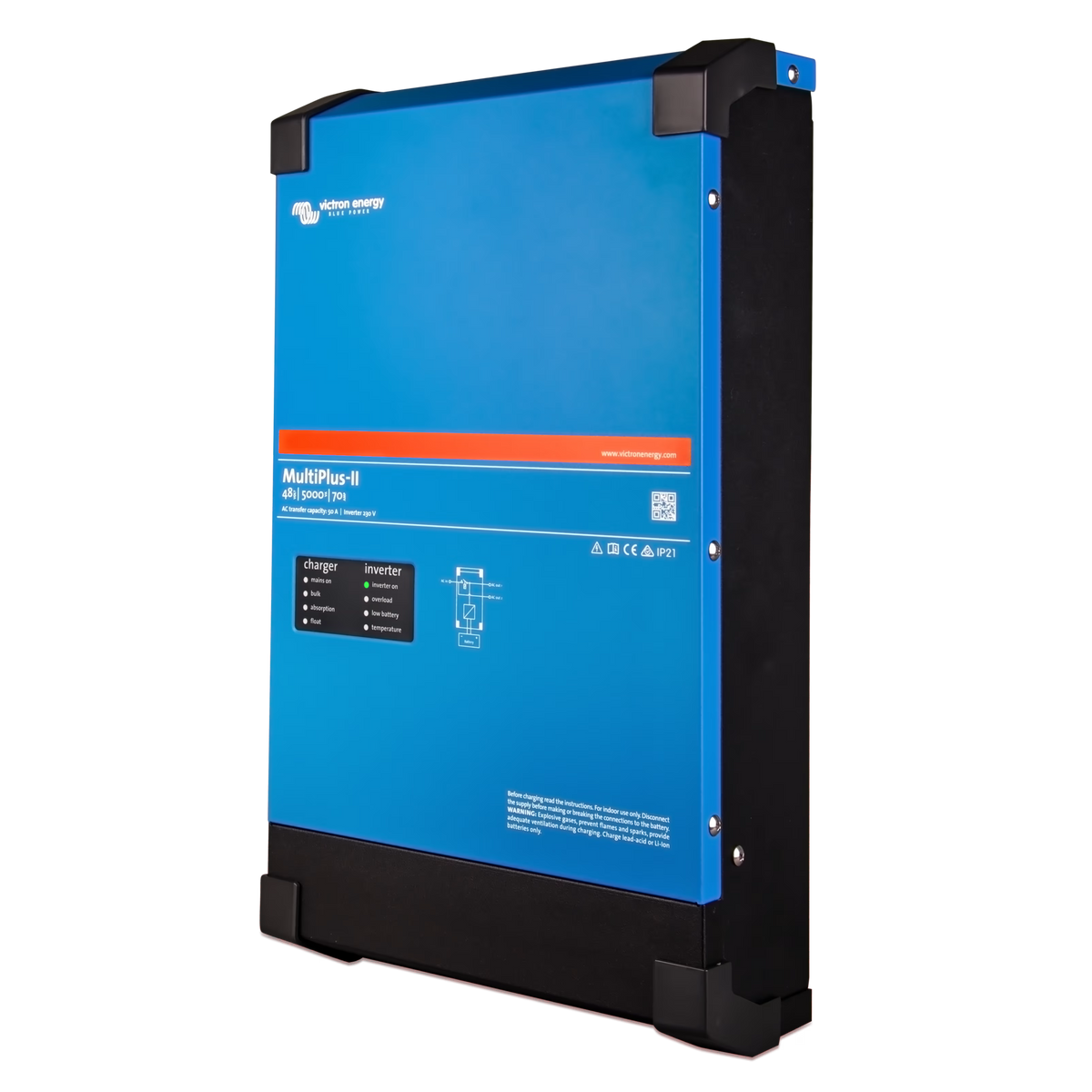 Left-side view of the Victron Energy MultiPlus-II 48/5000/70-50 230V inverter charger