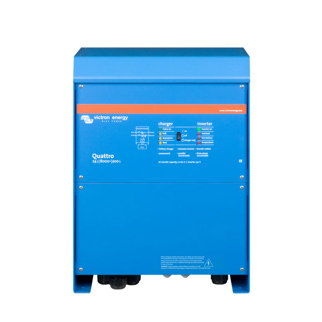 Front view of the Victron Energy Quattro 24/8000/200-100/100 230V inverter charger