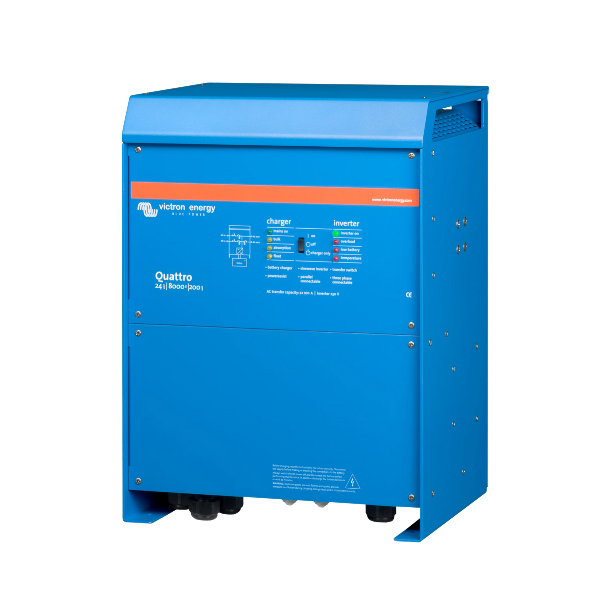 Victron Energy Quattro 24/8000/200-100/100 230V inverter charger, left view
