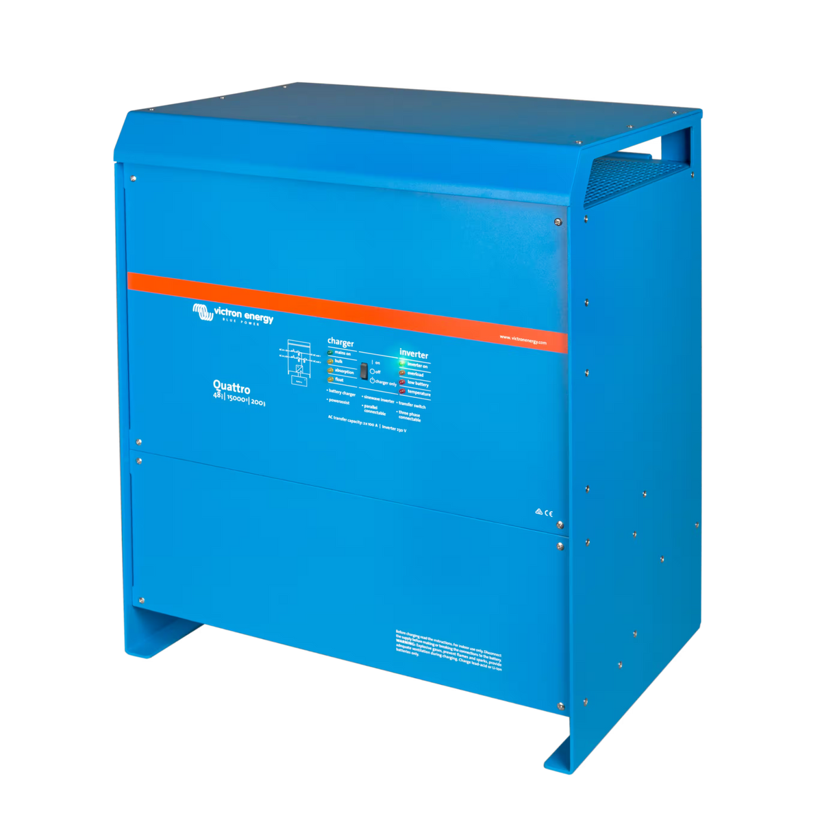 Vue de profil du chargeur-onduleur Victron Energy Quattro 48/15000/200-100/100 230 V